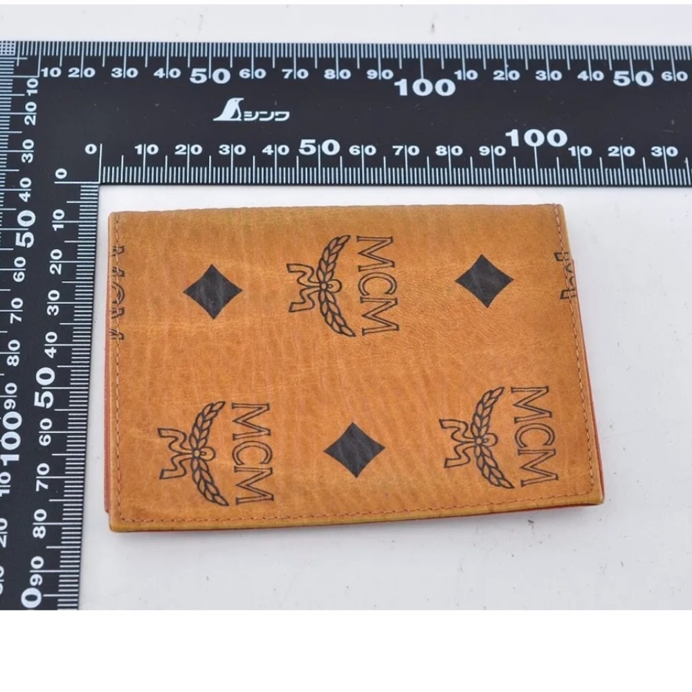 MCM Visetos Card Case Leather Brown Used Authentic GUC - Picture 6 of 8
